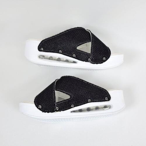 Nur MEDICAL CLOTHING & ORTHOPEDİCS Black Shiny Cross Band Model Open Airmax Womens Sabo Slippers