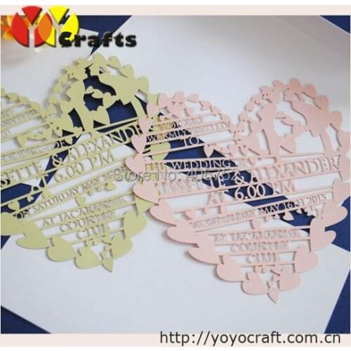 Wholesale price good quality laser cut wedding invitation birthday greeting cards with custom engraved text