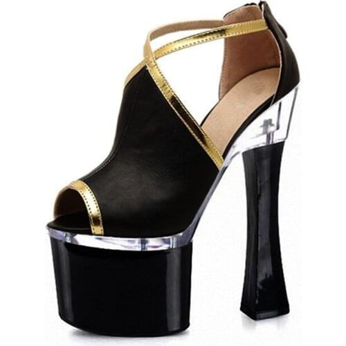 Wholesale summer 2018 fashion high heels metal decoration thin heels peep-toe heels sandals