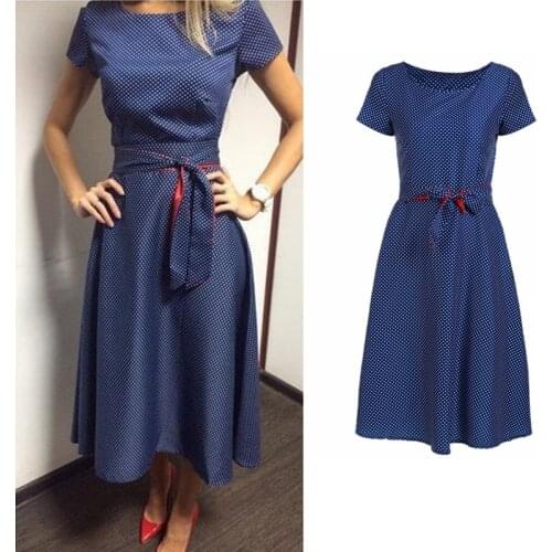 Elegant Long Dress Polka Dot Beautiful Dresses Summer 2021 Blue Women Tunics Classic Vintage Clothes Robe Longue Femme Vestidos