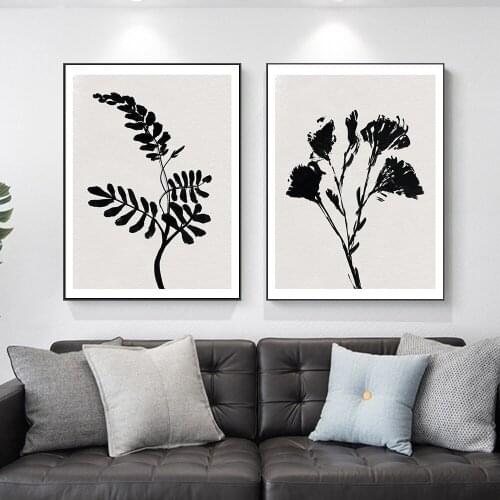 Nordic Simple Ink painting Mono Plants Black Style Canvas Painting Art Print Poster Picture Wall Living Room Modern Home Decor