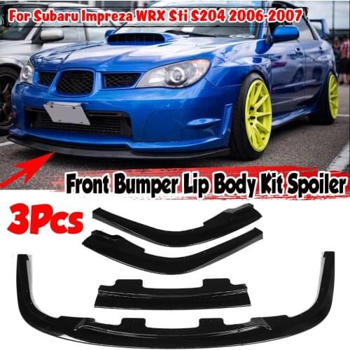 3pcs Car Front Bumper Splitter Lip Spoiler Splitter Deflector Lips Cover Trim Body Kit For Subaru Impreza WRX Sti S204 2006-2007