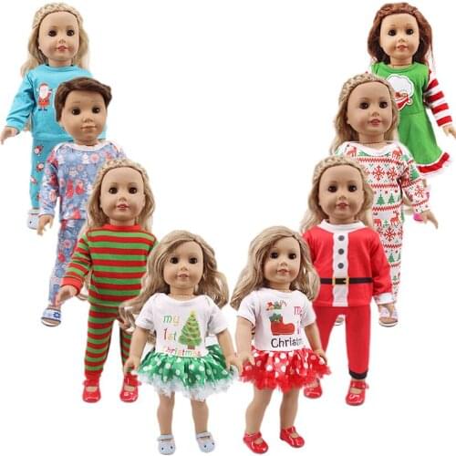 Baby Doll Clothes Pajamas Christmas Nightgowns for 18 Inch Logan Boy Doll Clothes Generation Girl`s Doll Toy Santa Claus