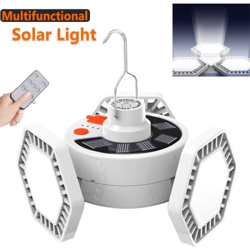 520㎡ Super Bright LED Solar Lamp Rechargeable Remote Control Outdoor Lantern Portable Emergency Night Market Light Camping Home