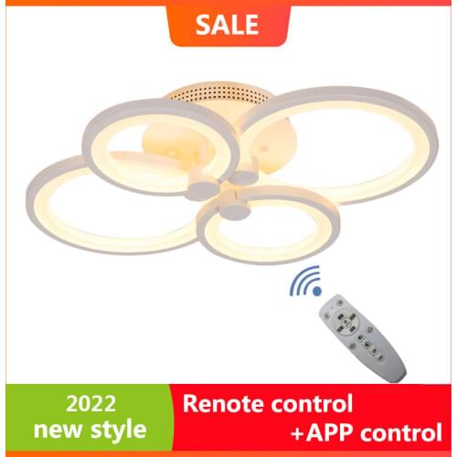 Modern LED ring chandelier bedroom restaurant room lamp gloss remote stepless dimming function LED chandelier free shipping