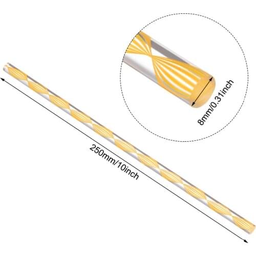 Uxcell New Hot 2 Pcs 8mmx250mm Yellow/Pink/Dark Blue/Green/Dark Purple Straight/Spiral Line Solid Acrylic Round Rod PMMA Wand