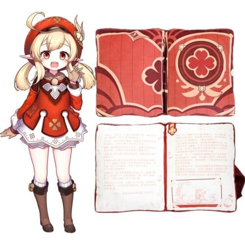 Genshin Impact Klee Cosplay Magic Book Foldable Cartoon Plush Stuffed Throw Pillow Dolls Sofa Cushion Toys Christmas Gifts