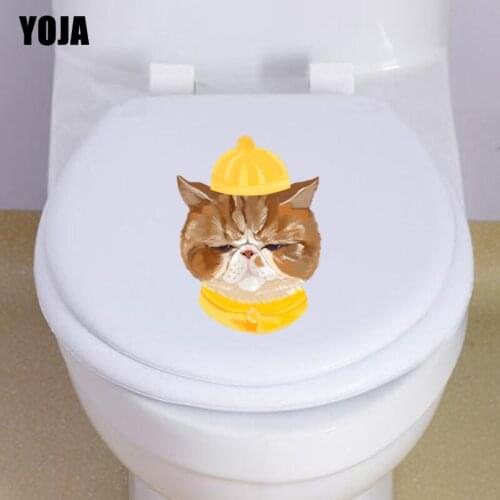 YOJA 16.2*22.3CM Dumb And Lovely Cat Toilet Decal Wall Sticker BedRoom Home Decoration T3-0459