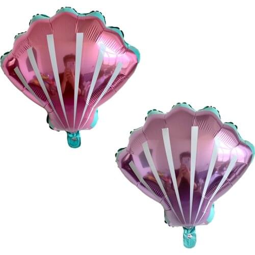1pcs New Pink purple baby shower girl wedding air balloons hawaii shell foil balloons Fishbirthday party decoration sea Toy