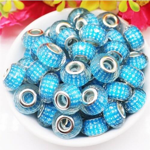 10Pcs 14x8mm Faceted Blue Color Star Murano Charm Large Hole European Beads Fit Pandora Bracelet Jewelry Supplies Making Bulk