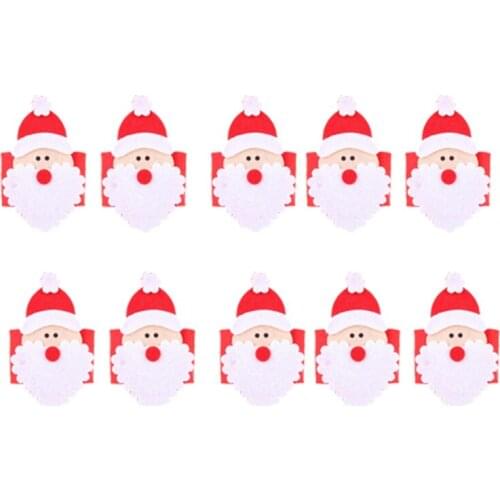 10Pcs Christmas Decoration Santa Claus Napkin Rings Serviette Holder Table Napkin Holders Banquet Dinner Decoration for Home Res