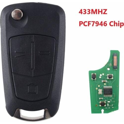 3 Button Remote Key Fob 433MHz PCF7946 Chip For Opel Vauxhall Vectra C 2002 2003 2004 2005 2006 2007 2008