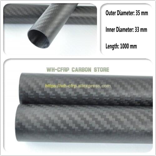 35mm ODx 33mm ID Carbon Fiber Tube 3k 1000MM Long (Roll Wrapped) carbon pipe , with 100% full carbon, Japan 3k improve material