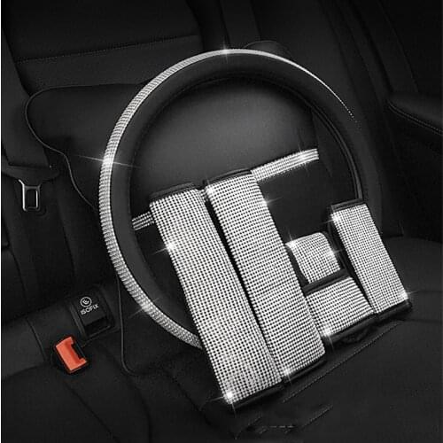 Diamond Car Seat Belt Covers Handbrake Grips Gear Shift Collars Door Handle Cover Crystal Interior Protect Shoulder Accessories
