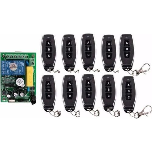 New AC220V 2CH RF Wireless Remote Control System teleswitch 10 A.B.C ransmitter and 1 receiver universal gate remote control