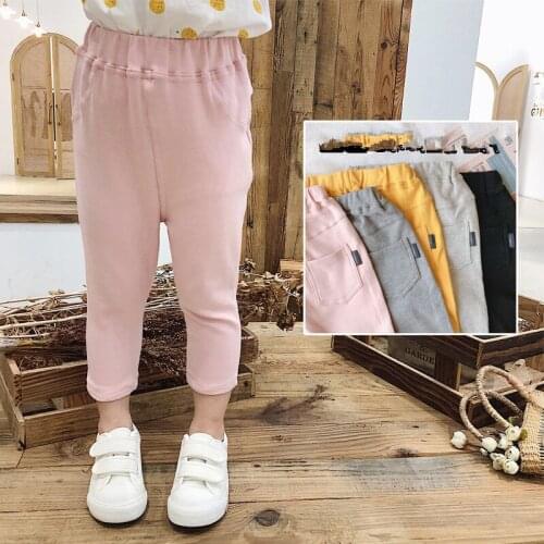 Toddler Girls Pencil Pants 2021 Spring New Baby Casual Cotton Soft Trousers Solid Elasticity High Quality Pants For Girl 2-8 Y