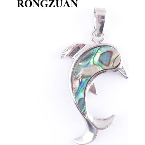 RONGZUAN Natural New Zelanian Abalone Shell Pearl Gem Stone whale Bead Pendant Charm Jewelry 1Pcs TN3489