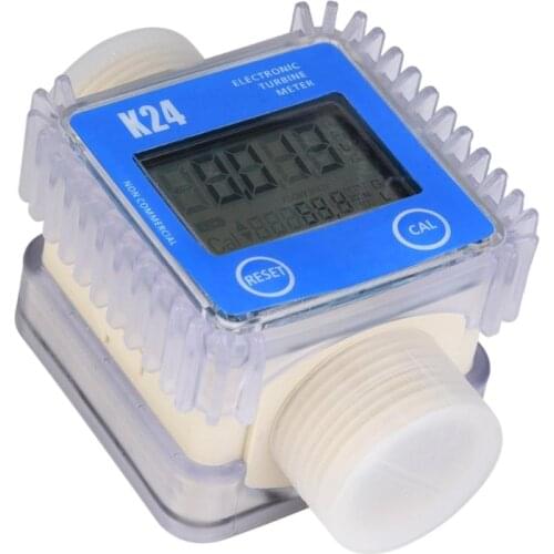 50LB K24 Digital LCD Turbine Fuel Flow Tester Flow Meter for Chemicals Water Sea Liquid Flow Meter Measuring Tools