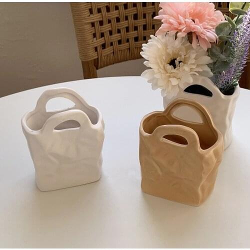 Korean Mini Handbag Vase Nordic горшки для цветов Desktop Decorative Brush Barrel кашпо для цветов Room Decoration декор дома