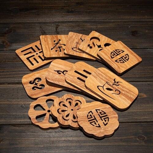 Jusen Mutiple Shape Teacup Mats & Pad Vintage Wood Drink Placemat Posavasos Coffee Onderzetters Teaware Kung Fu Cups Accessories