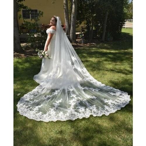 138" Long,118"Wide White/ Ivory 1 Layer Cathedral Wedding Veil Lace Bridal Veil wedding accessories