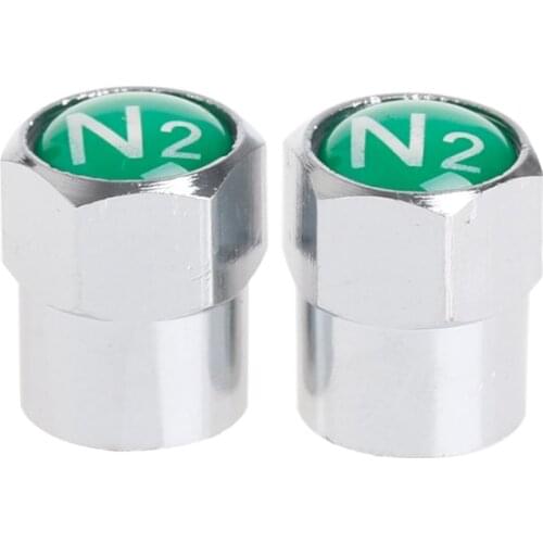 2Pcs/Set Chrome Car Auto TPMS Valve Stem Caps N2 Nitrogen Tire Insert Cover-M20