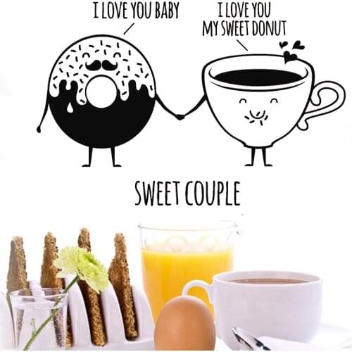 Confectionery Shop Wall Sticker Donut Cup Vinyl Decal Quotes I Love Decals Sweet Couple Candy Dessert Store Decor Food Stickers