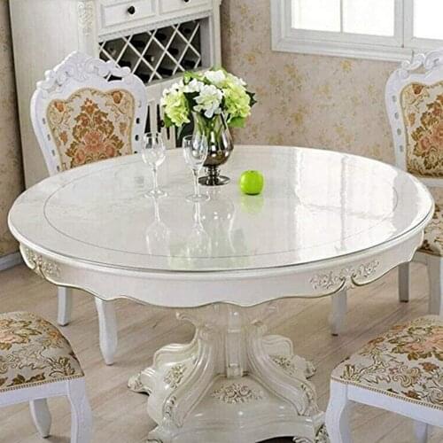 Abravemi Round Clear PVC Tablecover Waterproof Plastic Transparent Tablecloths Table Mats Desk Pads Waterproof Protector
