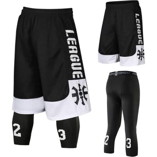 L-6XLMen Basketball Jerseys Uniforms Sport Fitness Short Pants Quick-dry Tights Basketball Training Loose Shorts with Pocket