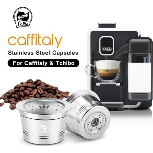 Refillable Coffee Filters For Caffitaly Tchibo Cafissimo Reusable Stainless Steel Coffee Capsule Pod Tamper Spoon