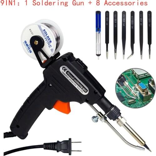 60W Automatic Soldering Iron Kit Home Electronic One Hand Operation Soldering Tool for Welding Circuit Board Appliance Repair