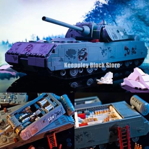 German Panzer VIII Maus Tank MOC Building Blocks Military Mouse Type Heavy Armored Tank Bricks Modle Toys For Kid Birthday Gift