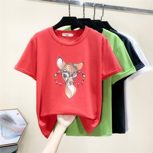 2021 Summer New Women T-Shirt Top Loose Large Size Animal Print Trend T-Shirt Fashion Casual Women Top White LL29