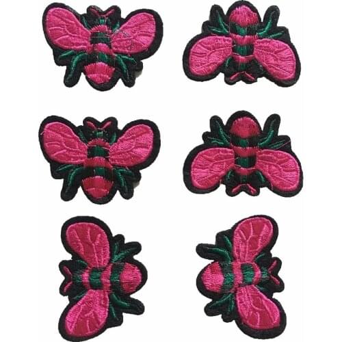 New Arrival Pink Bee Embroidered Patches Iron on Bug Appliques Patch DIY Garmewnt Accessories Backpack Cloth Patches 20Pcs/lot