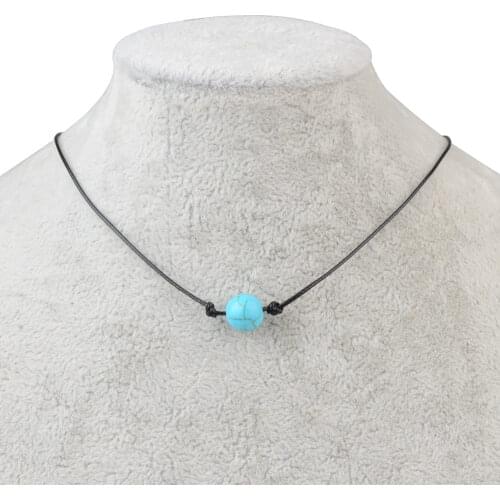 Wax Cord Beads Charm Natural Stone Necklace For Women Jewelry