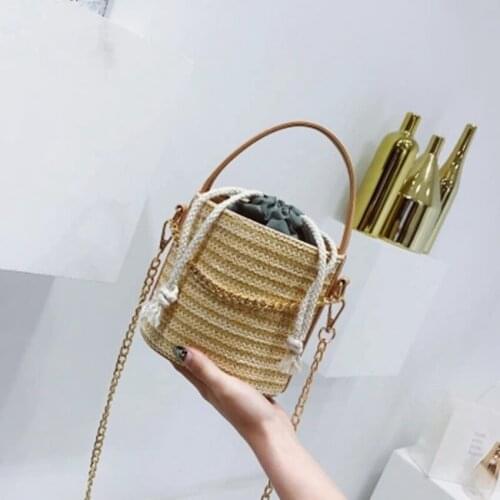 National wind grass bucket bucket 2018 summer new travel beach bag shoulder diagonal hand bag