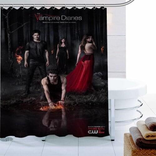 Custom Vampire Diaries TV Shower Curtain 12 Hooks For The Bathroom High Quality Polyester Fabric Bath Curtain 3D Printing