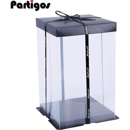 Transparent Empty Gift Box for Artificial Teddy Bear Flower Gifts Box Women Girls Plush Bear Rabbit Gifts 19.5x19.5x28.3cm