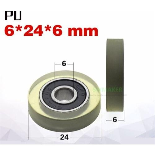 1pcs 6*24*6mm Transparent PU Wheel,606 Bearing Wheel/Flat Pulley, Silence, Scrubber Roller