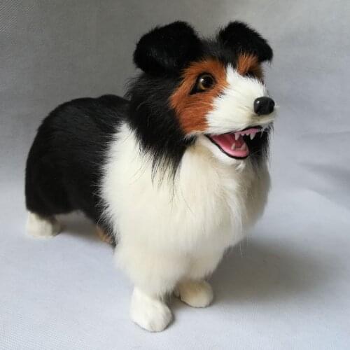 Real life toy Shepherd dog polyethylene&furs about 24x19cm Border collie model handicraft home decoration birthday gift b2035