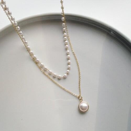 Romantic Simulated Pearl Beads Chain Necklaces for Women Girl Baroque Pearl Double Layers Necklace Summer Party Jewelry Gift
