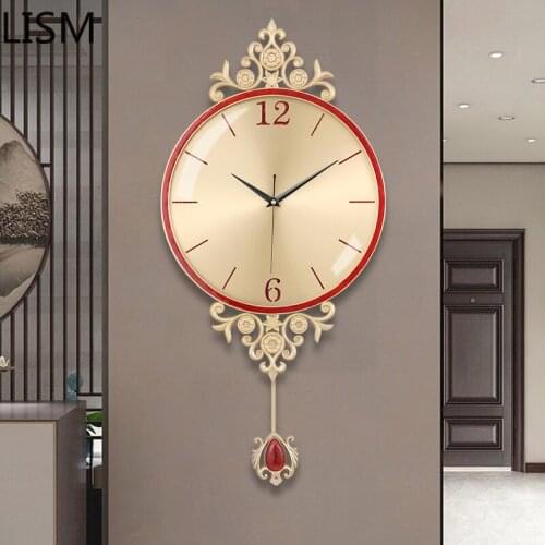 Luxury Home Decoration Wall Nordic Light Luxury Full Copper Wall Clock Living Room Creative Modern Simple Fashion Chic Zegary