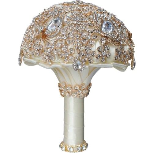 Luxury Handmade Full Diamond Wedding Bouquet High Quality Rhinestone Brooch Jewelry Bridal Wedding Bouquets Flower Diameter 18cm