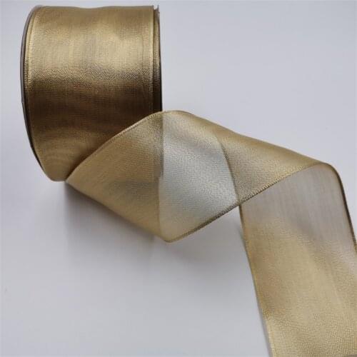 63MM X 25yards Gold Metallic Wired Edge Ribbon for Home Decor Wreaths Graland Gift Wrapping Floral Arrangements DIY Crafts N1196