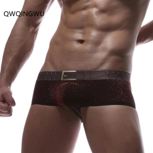 Sexy Underwear Men Boxer Low Waist Shinning U Pouch Sexy Underpants Cueca Pants Trunks Boxer Shorts Gay Male Dance Panties