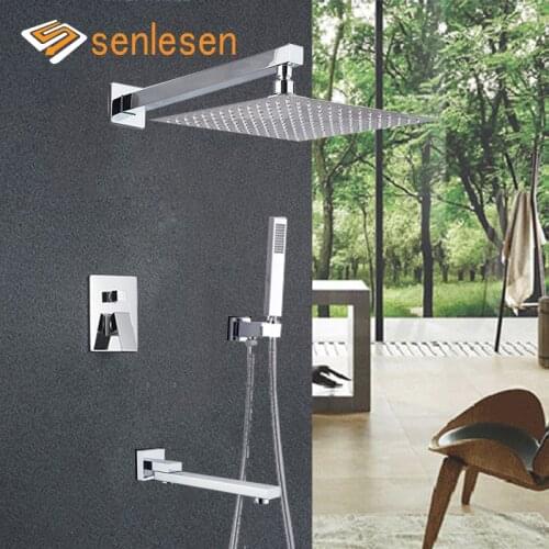 Senlesen Bath Shower Faucets Set 2 Ways Mixer Chrome Polished Waterfall Water Spout Abs Shower Hand 150 cm Hose Hot and Cold