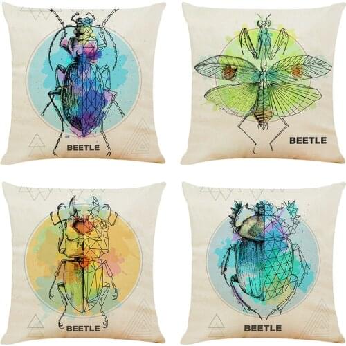 Cute Insect Cushion Cover Hoga Decorative Pillow funda cojines 45x45 housse de coussin Nordic Throw Pillow Cover for Sofa Car