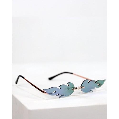 Green UV-400 Lens Flaming Unisex Trend Vintage Flaming Sun Glasses
