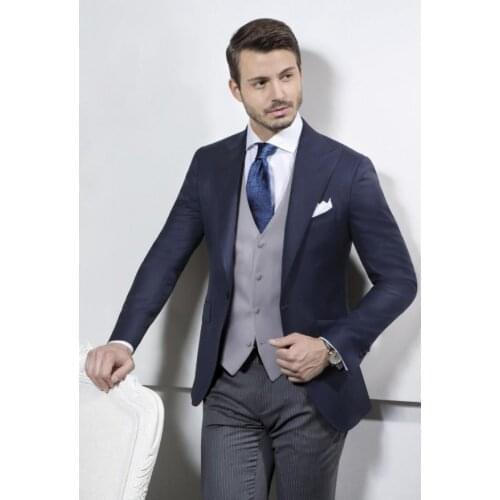 Dark blue 2018 as the best man/suitable for a man suit dress wedding night suit (jacket + pants + tie + vest)