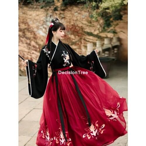 2021 asian traditional women hanfu costume fairy dress chinese folk dance clothing set retro tang dynasty princess cosplay stage